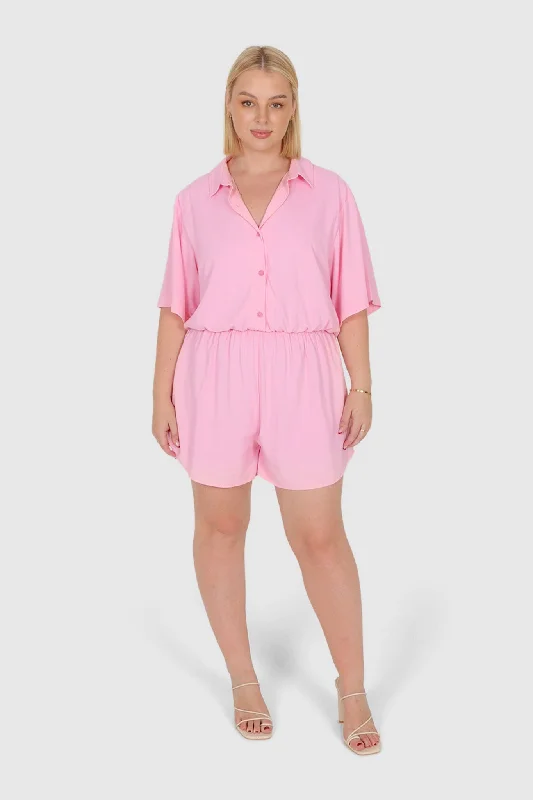 ZEPHYR LINEN PLAYSUIT PINK