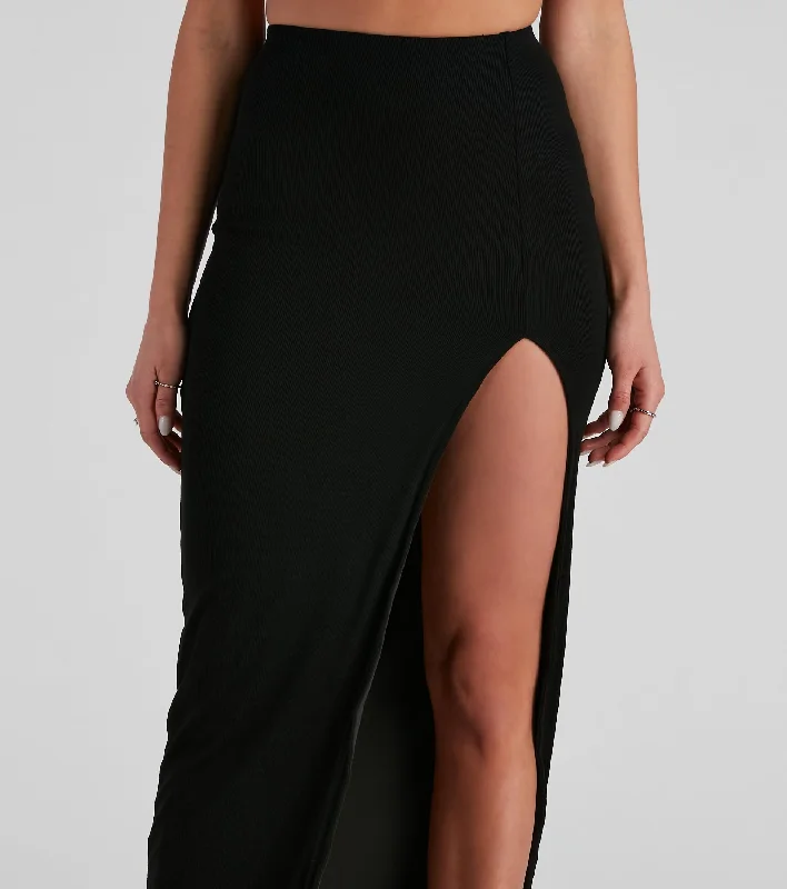 Alluring Beauty High Slit Midi Skirt