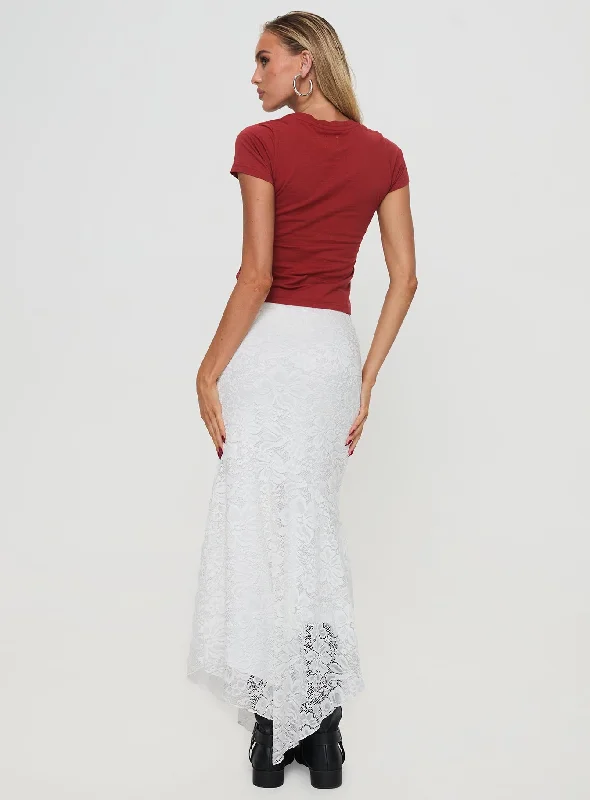 Cattanio Lace Midi Skirt White