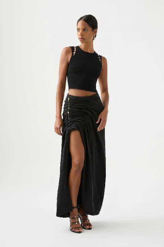 Mika Draped Split Midi Skirt