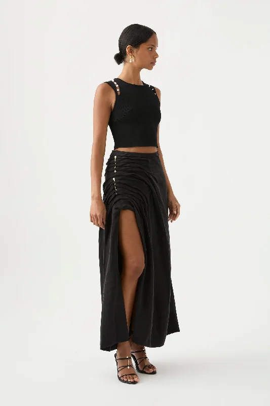 Mika Draped Split Midi Skirt