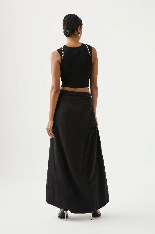 Mika Draped Split Midi Skirt