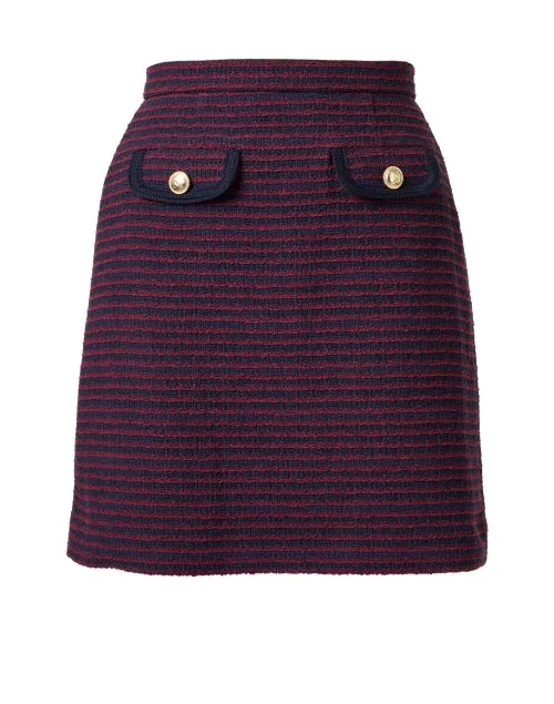 Paloma Navy and Burgundy Striped Skirt