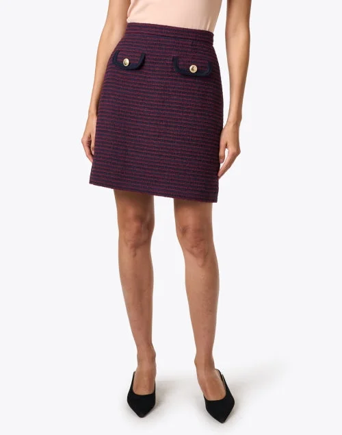 Paloma Navy and Burgundy Striped Skirt