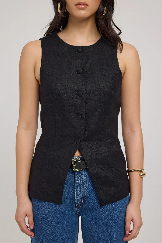 Perfect Stranger Menorca Long Line Vest Black