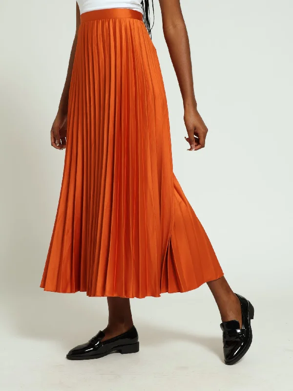 Pleated Skirt - Dark Orange