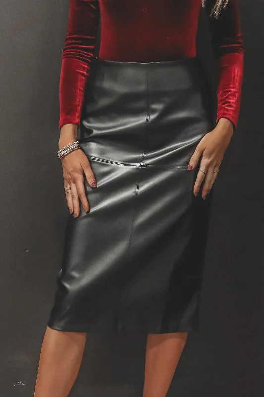 SADIE & SAGE Norma Vegan Leather Midi Skirt