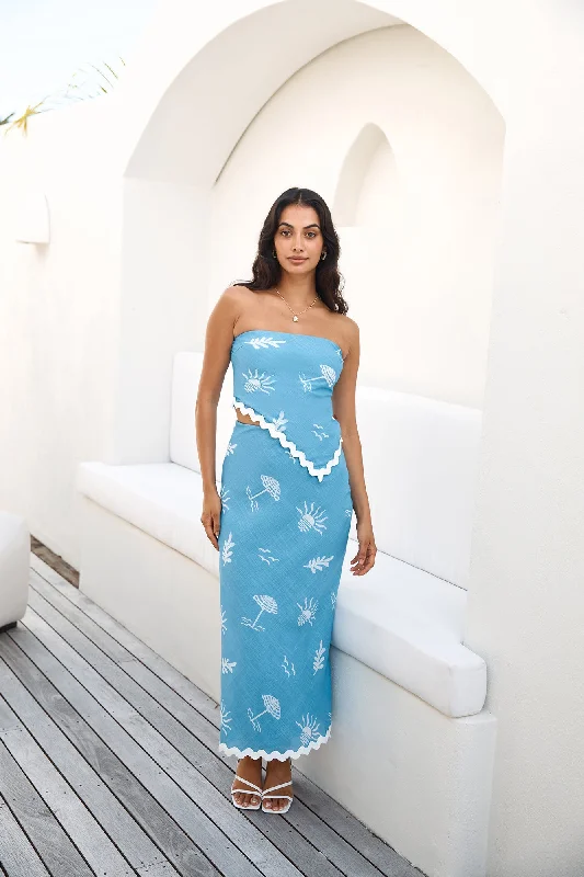 Vacation Away Maxi Skirt Blue