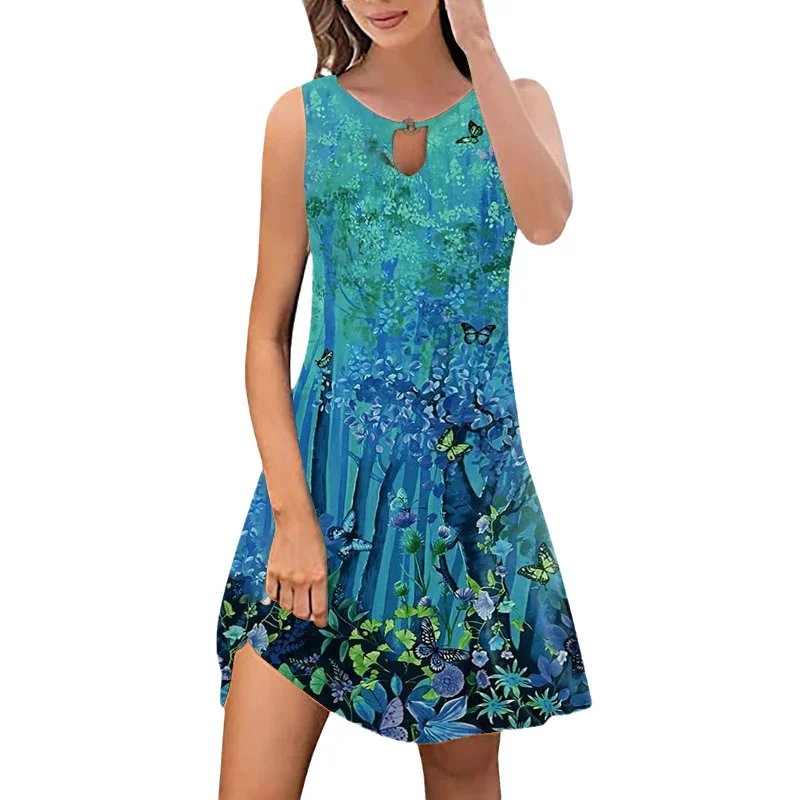 Women's Summer Casual Style Round Neck Large Dresses