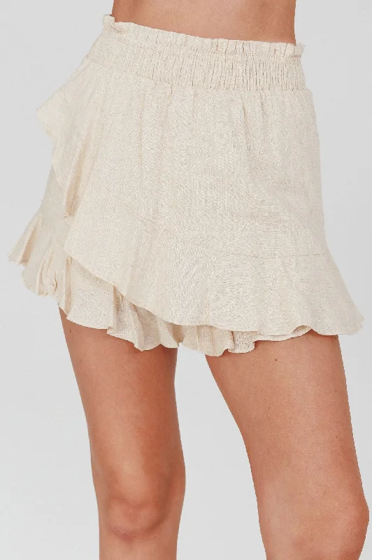 You Got It Tied Ruffle Skort Natural