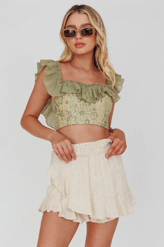 You Got It Tied Ruffle Skort Natural