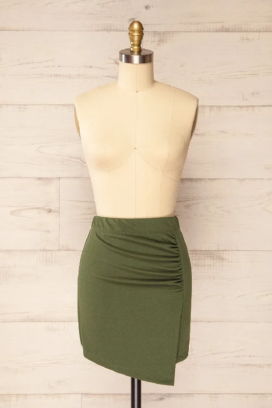 Yozgat Khaki | Short Skirt w/ Asymmetrical Hem