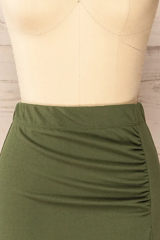 Yozgat Khaki | Short Skirt w/ Asymmetrical Hem