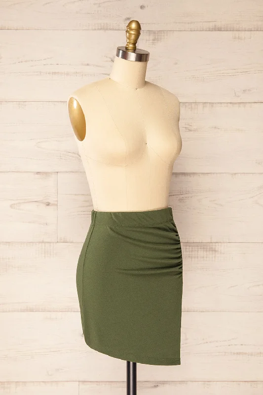 Yozgat Khaki | Short Skirt w/ Asymmetrical Hem