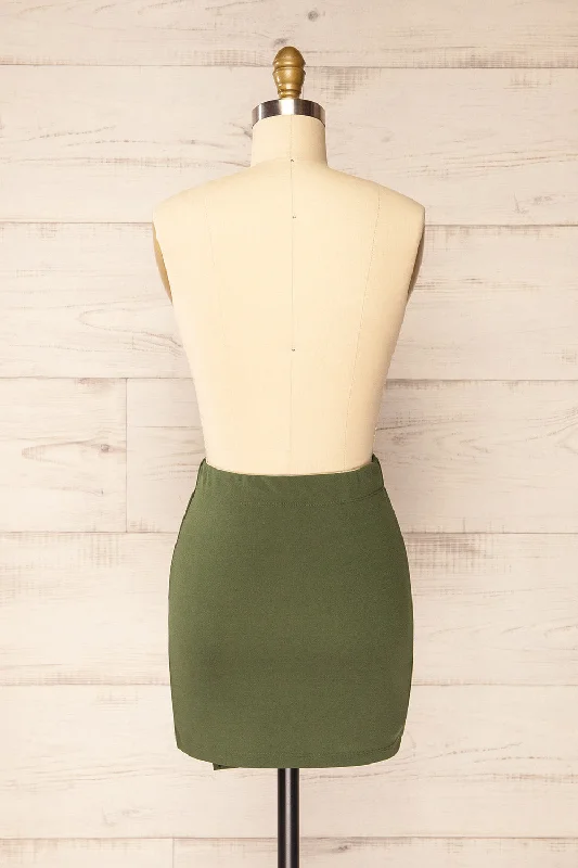 Yozgat Khaki | Short Skirt w/ Asymmetrical Hem