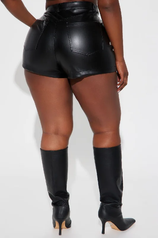 Alexandra Crossover Faux Leather Skort - Black