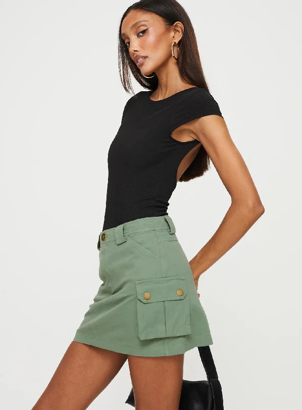 Lydie Cargo Mini Skirt Green