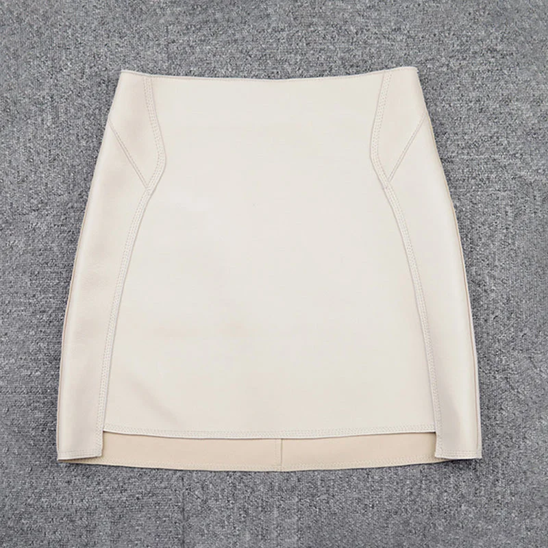 New Style A Line Asymmetrical Design Mini Skirt Women Genuine Sheep Leather Skirt