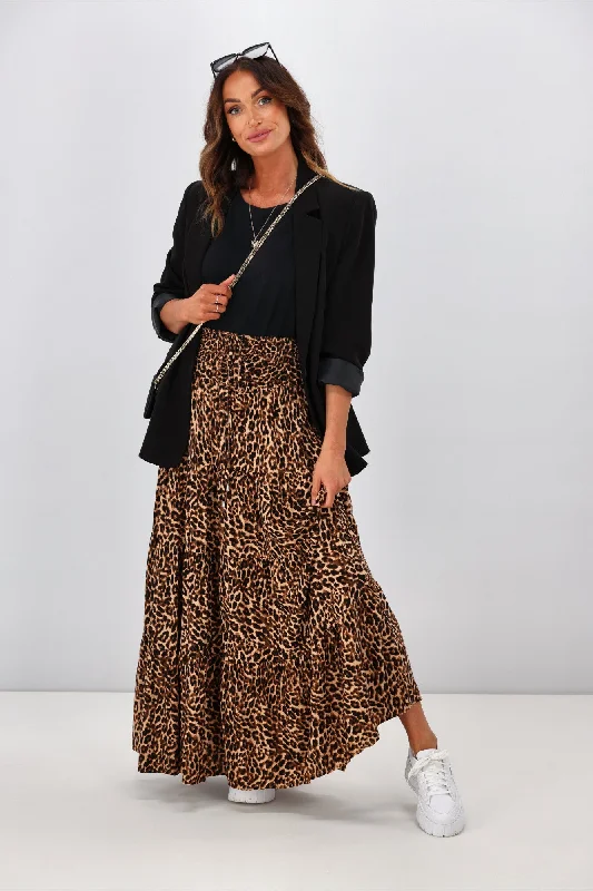 New U Collection Animal Print Maxi Skirt