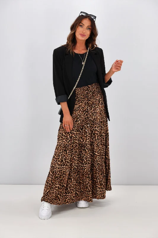 New U Collection Animal Print Maxi Skirt