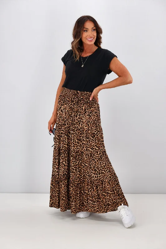 New U Collection Animal Print Maxi Skirt