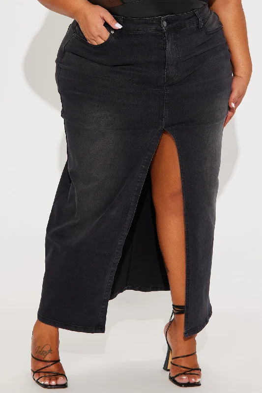 Nicole Denim Maxi Skirt - Black Wash