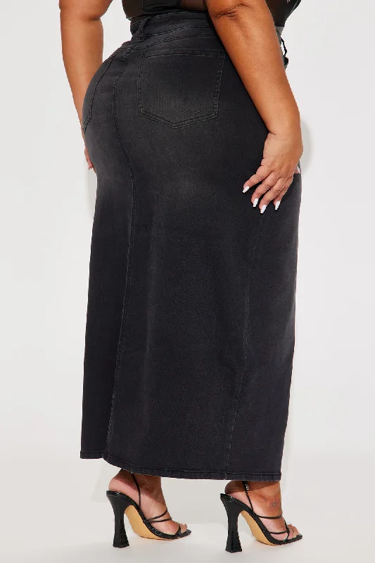 Nicole Denim Maxi Skirt - Black Wash