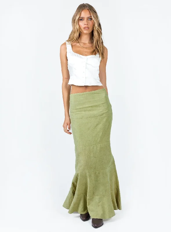 Raven Mid Rise Skirt Sage