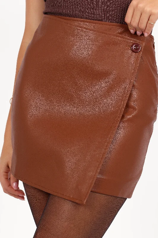 Rebecca Faux Leather Mini Skirt - Camel