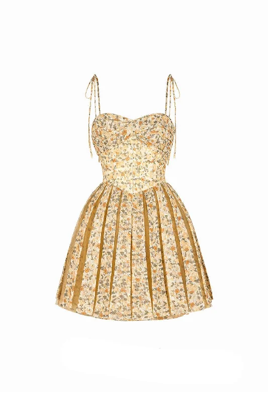 Final SaleMidnight Kiss Fit and Flare Pleated Mesh Taffeta Mini Dress