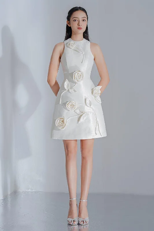 Combo DealYasmine Sheath Round Neck Taffeta Mini Dress