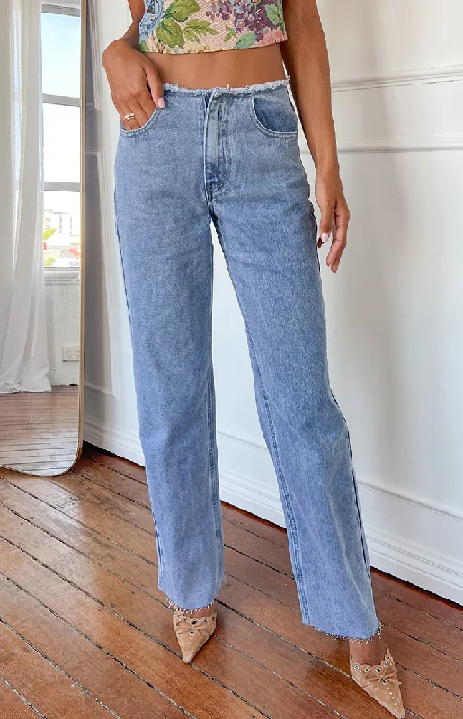 No Returns on Sale ItemsAustin Mid Rise Mid Wash Blue Denim Jeans
