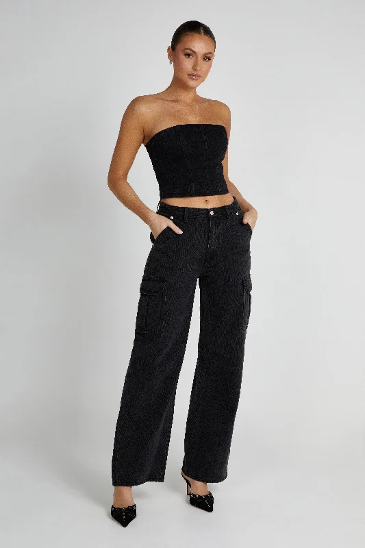 While Supplies LastJagger Mid Rise Oversized Denim Jean - Washed Black