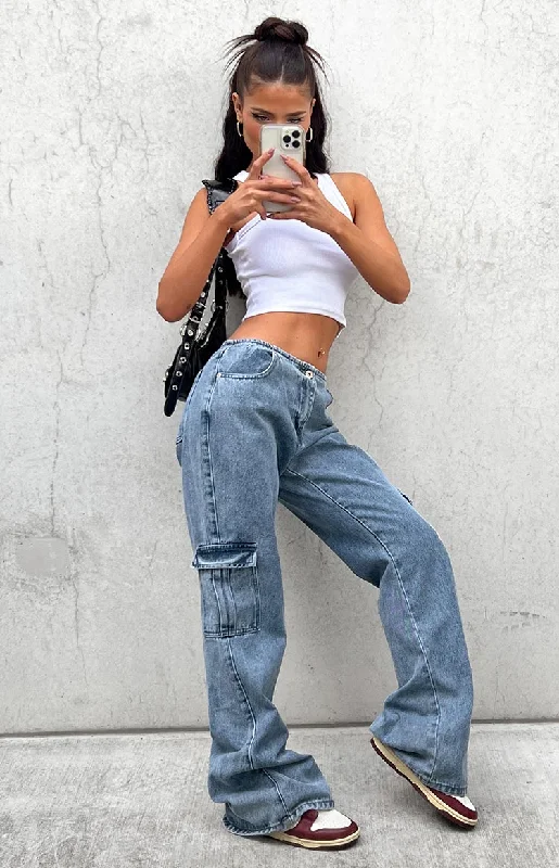 Big SaleOliver Mid Wash Low Waist Wide Leg Jeans