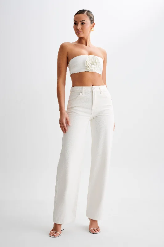 Value - for - MoneyRoxy Wide Leg High Waist Denim Jeans - White