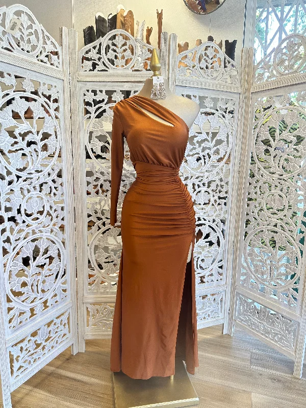 Monthly DealsCopper One Sleeve Cutout Dress