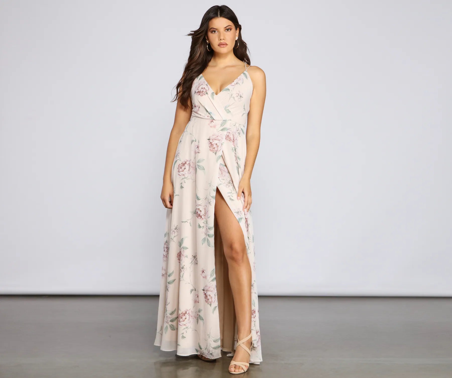Loyalty ProgramCorinna Formal Floral Chiffon Wrap Dress