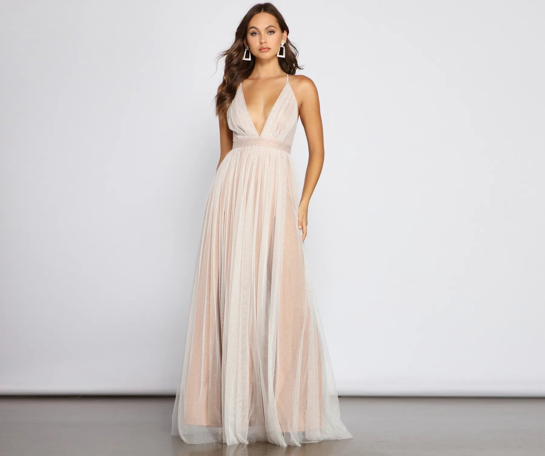 Thanksgiving SaleCorinne Glitter Tulle A-Line Formal Dress