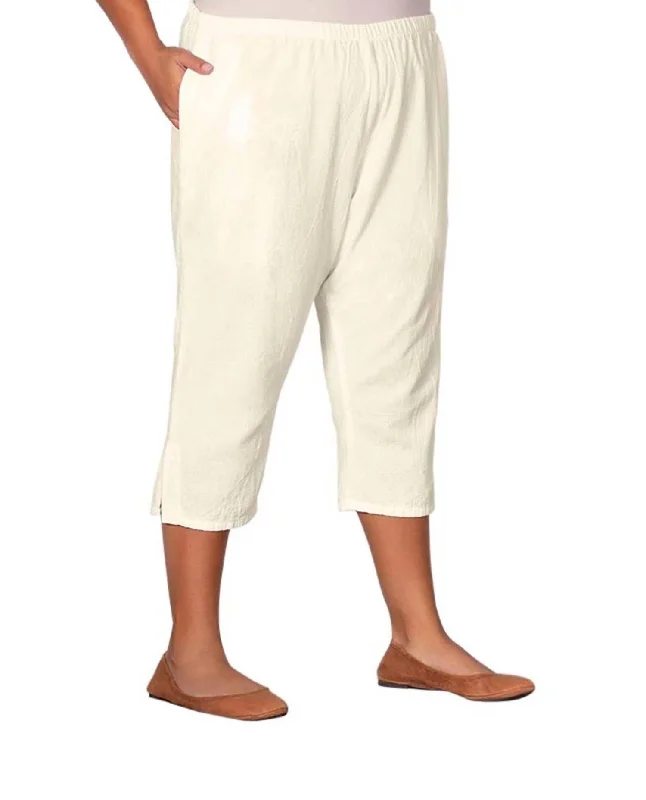 Winter SaleCrinkle Cotton Crop Pants - Plus In Arctic White