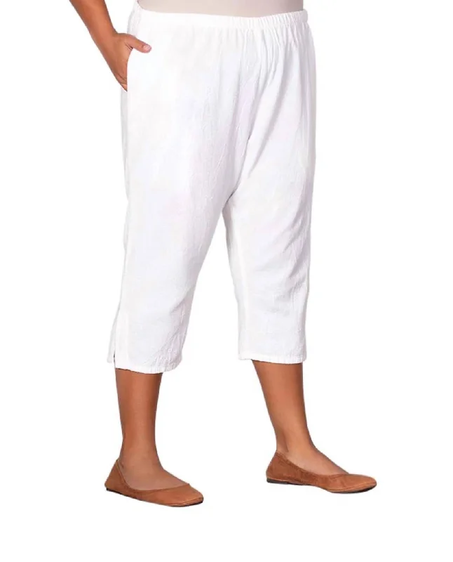 Discount OfferCrinkle Cotton Crop Pants - Plus In White