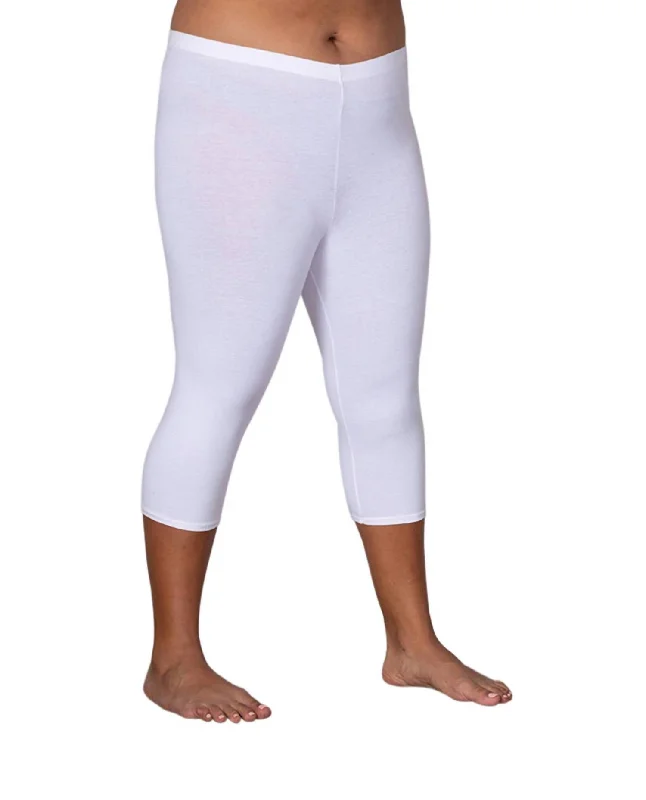 Renew Your Look SalePlus Size Cotton Jersey Capri Leggings In White