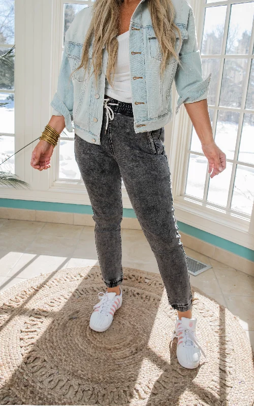 Buy One, Get One (BOGO)ACID WASH RELAXED DRAWSTRING JOGGER PANTS