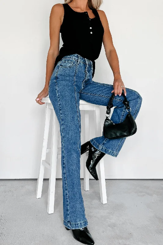 Coupon AvailableAdler High Rise Relaxed Fit 90s Flare Jeans (Dark Denim)
