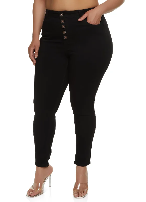 Earn PointsPlus Size WAX 5 Button Jeans