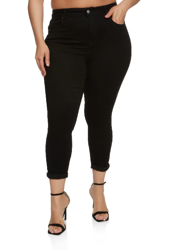 Blowout SalePlus Size WAX Basic Rolled Cuff Jeans