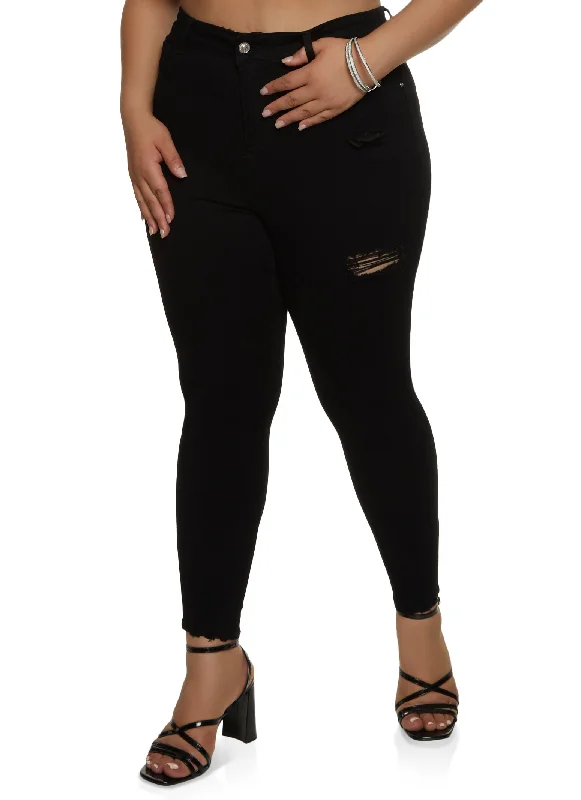 Blowout SalePlus Size WAX Distressed High Rise Skinny Jeans