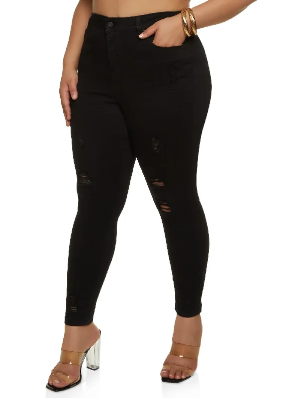 Hot DealsPlus Size WAX Distressed Push Up Skinny Jeans