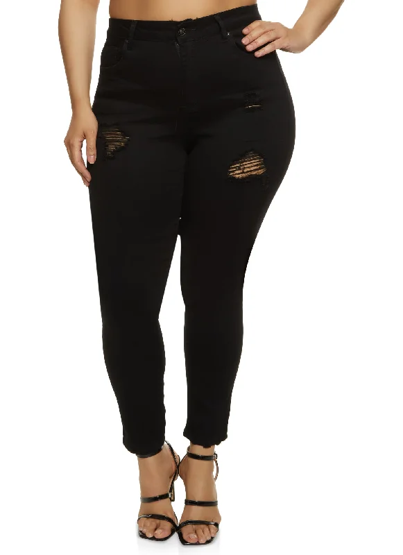 Non - Refundable SalePlus Size WAX High Waisted Distressed Jeans