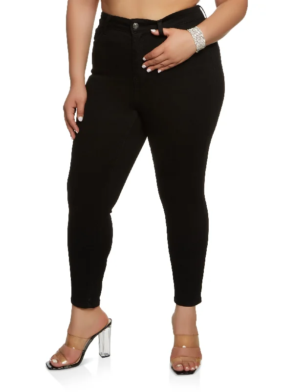 Hourly DealsPlus Size WAX Whiskered High Waist Skinny Jeans