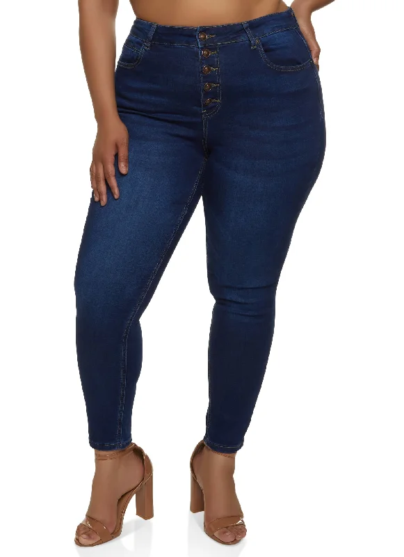 While Supplies LastPlus Size WAX 5 Button Jeans